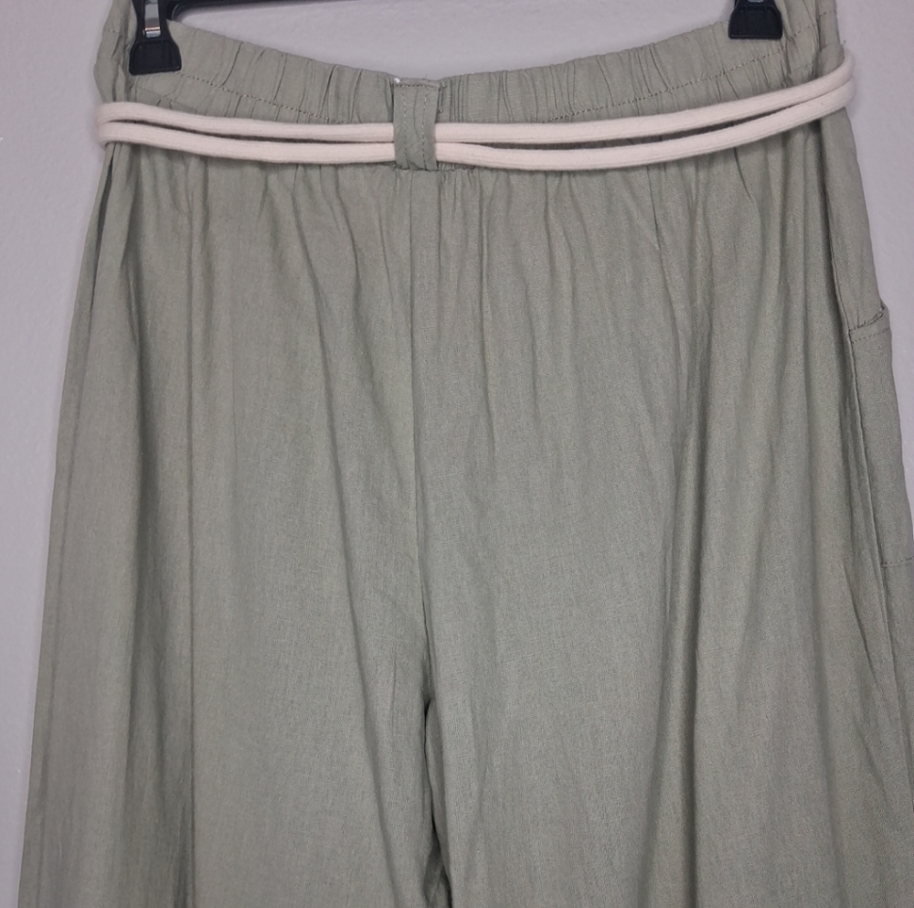 NWT It's Fashion Linen Blend Belted Pants Wide Leg Career Casual Summer Resort - Picture 10 of 15